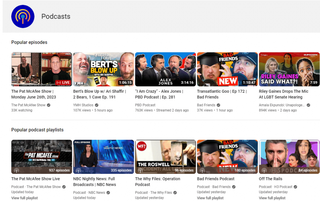 podcasts on youtube