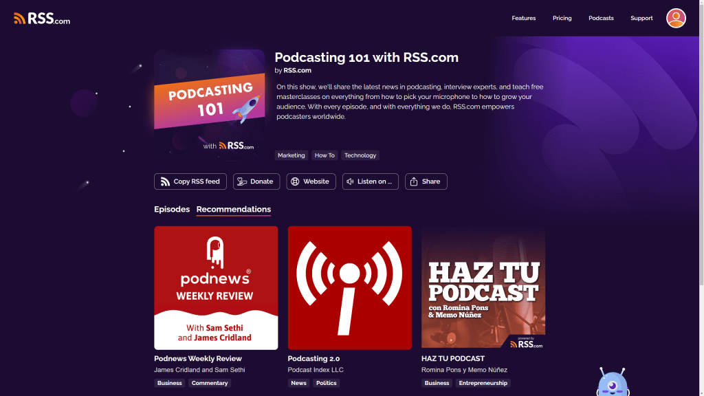 recommend other podcasts with podroll