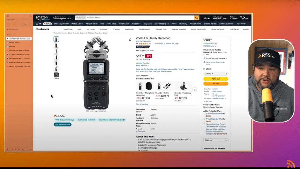 portable microphone for recording a podcast